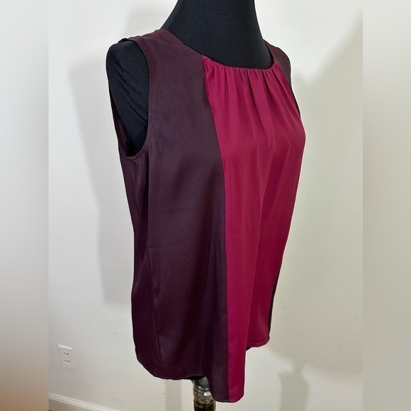Loft sz sm top silky feel sleeveless, Front is a raspberry and remainder is brn - Picture 9 of 10